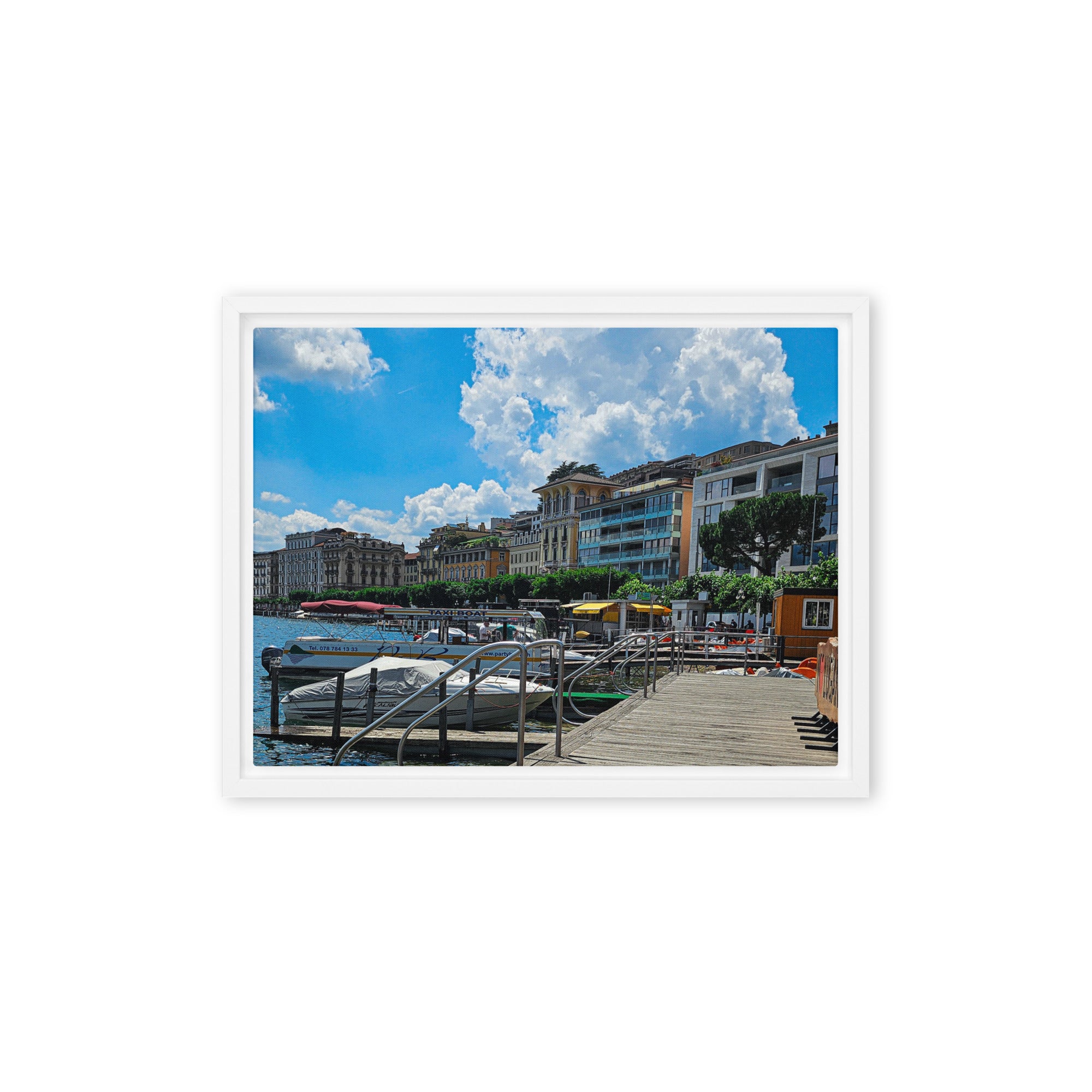 Framed Canvas Marina Lugano Switzerland Wall Art Decor - Rosetta Creative Boutique